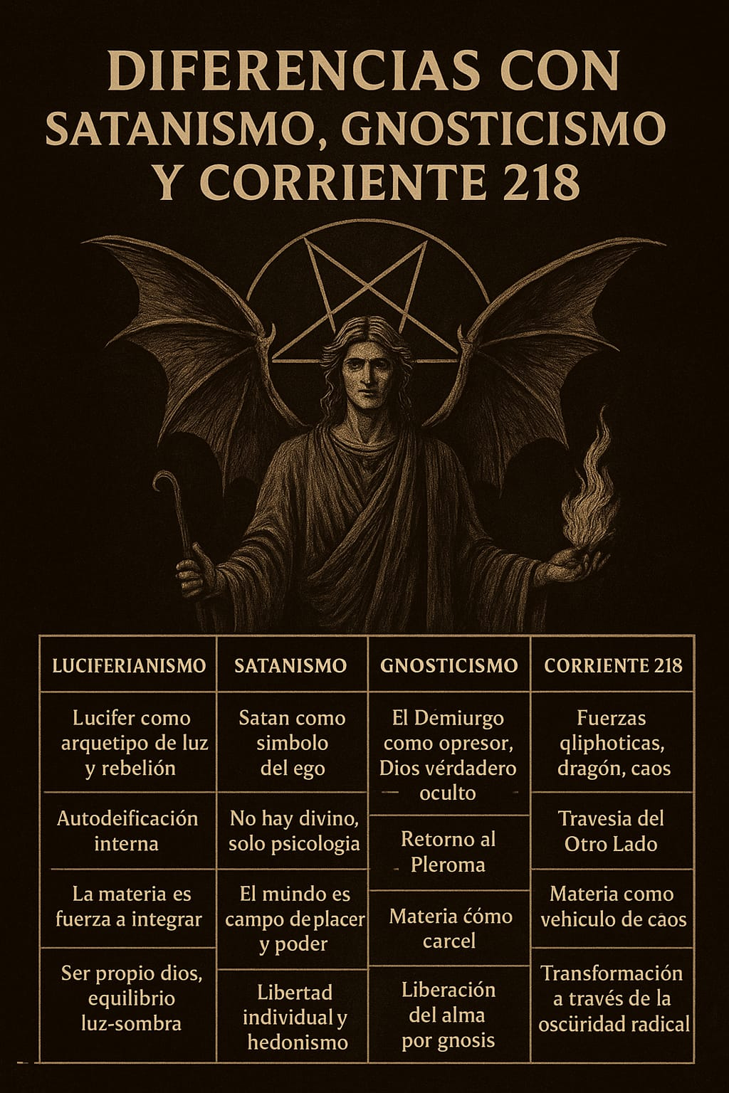 Diferencias entre Luciferianismo, Satanismo, Gnosticismo y la Corriente 218